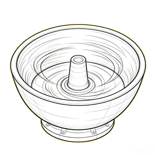 Line icon for uniform 3D cyclic vibration & zero dead angle polishing of vibratory bowl machine