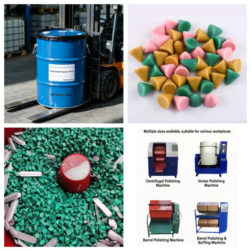 Complete introduction diagram of WEYTRUST resin media, including raw material, finished products, usage process and applicable polishing equipment